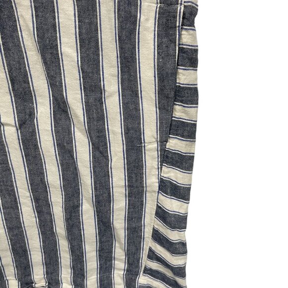 Madewell Striped Button-Back Dress XXS Linen Blend Blue & White - Picture 3 of 4